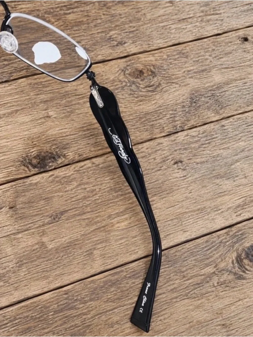 Ed Hardy Black Metal Frame Glasses with Embroidered Skull & Rose Case